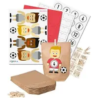 Itenga Basteladventskalender Fußballer Triktot rot Hose weiß + Sticker weiß