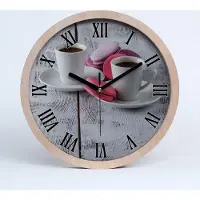 Tulup Holzuhr 25fi cm wanduhr - schwarze Spitzen - Kaffee und Keksen