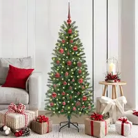 vidaXL "Schlussverkauf" Künstlicher Weihnachtsbaum(1 pc) - Kunstbaum/Tannenbaum - mit 150 LEDs Grün 150 cm PE und PVC C7887