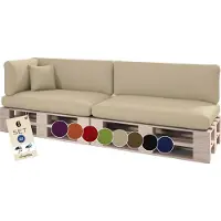 Sunnypillow Palettenkissen Outdoor, wasserdicht, UV-lichtecht - 6er Set - Palettenauflage für Palettensofa für Haus, Garten - Palettenpolster für Palettenmöbel - Rückenkissen & Sitzkissen Cremefarben