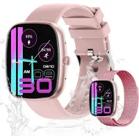 Valdus Damen Smartwatch 1,83 Zoll Fitness-Tracker mit Telefonfunktion, IP67 wasserdicht, Herzfrequenz & SpO2 Blutsauerstoff, Schrittzähler – Beige