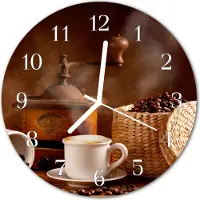 Tulup Glasuhr Wanduhr Küchenuhr Echt-Glas 30fi cm Kaffee Tasse braun