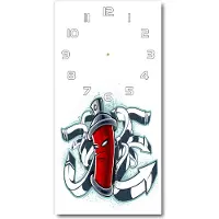 Tulup Wanduhr aus Glas – 30x60 cm - Glasbild - Glasuhr - Gehärtetes Glas -Graffiti