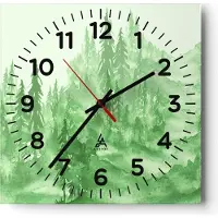 ARTTOR Wanduhr - Quadrat - Glasuhr - Wald Baum Natur - 40x40cm - Schleichendes Uhrwerk - Lautlos - zum Aufhängen bereit - Dekoration Modern - Wanddekoration aus Glas - C4AC40x40-4046