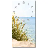 Tulup Wanduhr aus Glas – 30x60 cm - Glasbild - Glasuhr - Gehärtetes Glas -Küstendünen