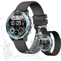 Valdus Damen Smartwatch 1,32 Zoll AMOLED Fitness-Tracker mit Telefonfunktion, IP68 wasserdicht, Herzfrequenzsensor, SpO2 & Schrittzähler – Schwarz
