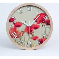Tulup Holzuhr 30fi cm wanduhr - weiße Spitzen - wilder Mohn