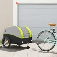 vidaXL "im Angebot" Fahrradanhänger für Haustiere - mit Wetterfester Bezug - Schwarz und Grün 45 kg Eisen - Fahrradanhänger CC25229