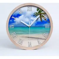 Tulup Holzuhr 30fi cm wanduhr - weiße Spitzen - karibischer Strand