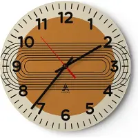 ARTTOR Wanduhr - Rund - Glasuhr - Stück Geometrisch Orange - 30x30cm - Schleichendes Uhrwerk - Lautlos - zum Aufhängen bereit - Dekoration Modern - Wanddekoration aus Glas - C4AR30x30-4877