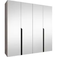 Mirjan 24 Kleiderschrank Mila 3 200 mit Spiegel, Schlafzimmer, Kleiderschrank, mit vier Drehturen und mit zwei Kleiderstange, Modern, Garderobenschrank (Farbe: Cashmere + Schwarz)