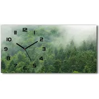 Tulup Wanduhr aus Glas – 60x30 cm - Glasbild - Glasuhr - Gehärtetes Glas - schwarze-zeiger - Geheimnisvoller Wald