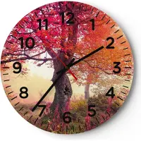 ARTTOR Wanduhr - Rund - Glasuhr - Baum Natur Wiese - 40x40cm - Schleichendes Uhrwerk - Lautlos - zum Aufhängen bereit - Dekoration Modern - Wanddekoration aus Glas - C4AR40x40-3658