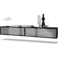 Vladon 2er-Set TV Board Lana 100, Germany, Lowboards je 100 x 29 x 37 cm mit viel Stauraum, Korpus in Schwarz matt, Fronten in Avola-Anthrazit | Große Farbauswahl