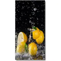 Tulup Wanduhr aus Glas – 30x60 cm - Glasbild - Glasuhr - Gehärtetes Glas -Zitrone