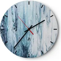 ARTTOR Wanduhr - Rund - Glasuhr - Abstraktion Prellung Blau - 30x30cm - Schleichendes Uhrwerk - Lautlos - zum Aufhängen bereit - Dekoration Modern - Wanddekoration aus Glas - C3AR30x30-4380