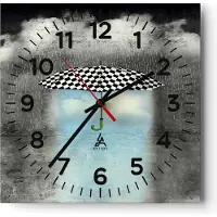 ARTTOR Wanduhr - Quadrat - Glasuhr - Regenschirm Regen Abbildung Phantasie - 40x40cm - Schleichendes Uhrwerk - Lautlos - zum Aufhängen bereit - Dekoration Modern - Wanddekoration aus Glas - C4AC40x40-3103