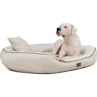 Tierlando Orthopädisches Hundebett MARLON VISCO PLUS Velours - Größe: 170x110cm | Farbe: 05 Creme