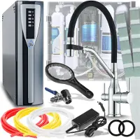 ARI Wasserfilter Set MAGNETO RO Pad mit 3-Wege Küchenarmatur, Herausziehbare Brause, 360° schwenkbar, Chrom