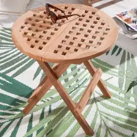 Riess Wetterfester Beistelltisch EMPIRE TEAK 50cm Massivholz rund klappbar Outdoor Gartentisch Tisch Klapptisch