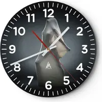 ARTTOR Wanduhr - Rund - Glasuhr - Künstlerisch Frau Kampf - 30x30cm - Schleichendes Uhrwerk - Lautlos - zum Aufhängen bereit - Dekoration Modern - Wanddekoration aus Glas - C4AR30x30-4167