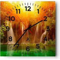 ARTTOR Wanduhr - Quadrat - Glasuhr - Kroatien nationalpark wasserfall - 30x30cm - Schleichendes Uhrwerk - Lautlos - zum Aufhängen bereit - Dekoration Modern - Wanddekoration aus Glas - C4AC30x30-2228