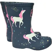 Rajn Unicorn Mädchen Gummistiefel mit Einhornmotiv Dunkelblau (Navy), UZG401-NAVY