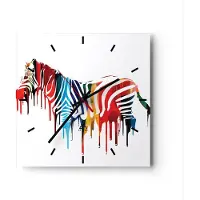 ARTTOR Wanduhr - Quadrat - Glasuhr - Zebra Detail digital wild - 40x40cm - Schleichendes Uhrwerk - Lautlos - zum Aufhängen bereit - Dekoration Modern - Wanddekoration aus Glas - C3AC40x40-3057