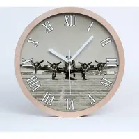Tulup Holzuhr 30fi cm wanduhr - weiße Spitzen - alt Bomber