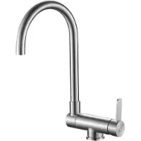Laveo BADLAND Küchenarmatur Wasserhahn BONA Küchenmischer für Küche in Silber mit klappbarem Auslauf