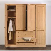 Natur24 Kleiderschrank Innsbruck 221x231x61 cm in Fichte Weiß mit 4 Schubladen 4 Türen