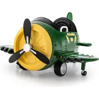 Goplus Elektroflugzeug für Kinder, Elektroauto mit Drift, faltbare Flügel, drehbarer Propeller, USB, Musik, Fernbedienung, Elektrofahrzeug, 3-8 Jahre