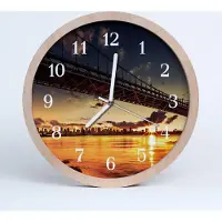 Tulup Holzuhr 30fi cm wanduhr - Architektur-River-Brücke