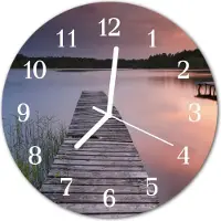 Tulup Glasuhr Wanduhr Küchenuhr Echt-Glas 30fi cm Brücke braun