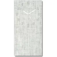 Tulup Wanduhr aus Glas – 30x60 cm - Glasbild - Glasuhr - Gehärtetes Glas -Weiße Leinen Leinwand