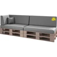 Sunnypillow 6er Palettenkissen Set mit abnehmbarem Bezug UV - beständig Sitzkissen + Rückenkissen Palettenauflage Indoor / Outdoor | Grau |