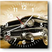 ARTTOR Wanduhr - Quadrat - Glasuhr - Auto Chrom Rad - 40x40cm - Schleichendes Uhrwerk - Lautlos - zum Aufhängen bereit - Dekoration Modern - Wanddekoration aus Glas - C4AC40x40-0160