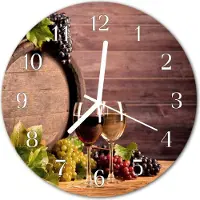 Tulup Glasuhr Wanduhr Küchenuhr Echt-Glas 30fi cm Trauben grün