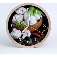 Tulup Holzuhr 30fi cm wanduhr - Pilze Küche