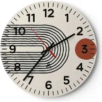 ARTTOR Wanduhr - Rund - Glasuhr - Abstraktion Grafik Linien - 40x40cm - Schleichendes Uhrwerk - Lautlos - zum Aufhängen bereit - Dekoration Modern - Wanddekoration aus Glas - C4AR40x40-5035