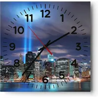 ARTTOR Wanduhr - Quadrat - Glasuhr - Wolkenkratzer Lichter Ansicht - 30x30cm - Schleichendes Uhrwerk - Lautlos - zum Aufhängen bereit - Dekoration Modern - Wanddekoration aus Glas - C4AC30x30-0220