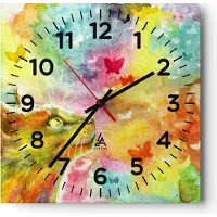 ARTTOR Wanduhr - Quadrat - Glasuhr - Katze Schmetterling Regenbogen Magie - 40x40cm - Schleichendes Uhrwerk - Lautlos - zum Aufhängen bereit - Dekoration Modern - Wanddekoration aus Glas - C4AC40x40-2920