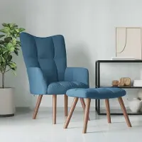 vidaXL (NEU 2026) Relaxsessel mit Hocker Blau Samt - Loungesessel - 8.55 kg