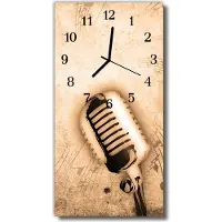 Tulup Glasuhr Wanduhr Küchenuhr Echt-Glas 30x60 Mikrofon Beige