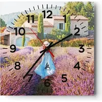 ARTTOR Wanduhr - Quadrat - Glasuhr - Boho Heidekraut Frau - 30x30cm - Schleichendes Uhrwerk - Lautlos - zum Aufhängen bereit - Dekoration Modern - Wanddekoration aus Glas - C4AC30x30-4420