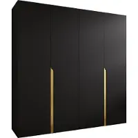 Mirjan 24 Kleiderschrank Mila 1 200, Schlafzimmer, Kleiderschrank, mit vier Drehturen und mit zwei Kleiderstange, Modern, Garderobenschrank (Farbe: Schwarz + Gold)