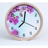 Tulup Holzuhr 30fi cm wanduhr - Orchidee Blumen