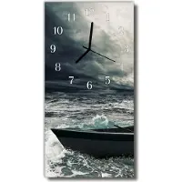 Tulup Glasuhr Wanduhr Küchenuhr Echt-Glas 30x60 Boot Grau