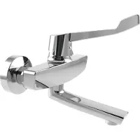 Heinrichschulte Küchenwand - Einhebelmischer Serie alpha_350 mit Care-Hebel, schwenkbarer Auslauf 180 mm, in chrom