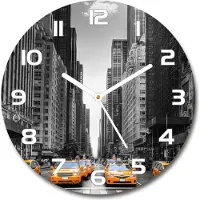 Tulup Wanduhr aus Glas 30fi Glasbild Glasuhr Gehärtetes Glas - weisse-zeiger - Taxis New York
